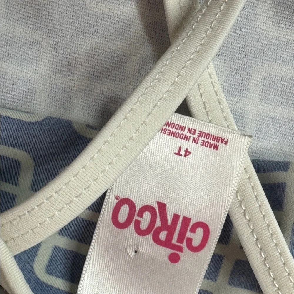 Circo Navy and White Geometric Patterned Swimsuit. Size 4. Great Condition